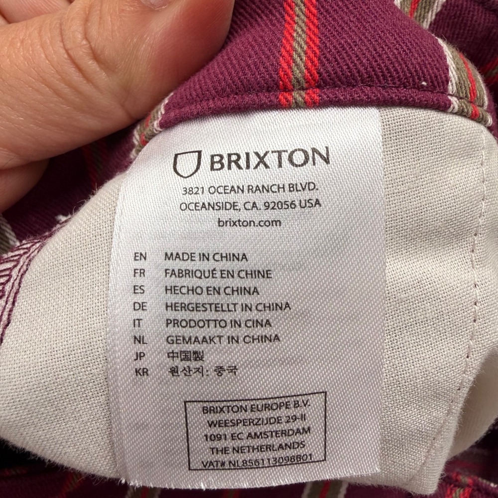 Brixton Striped Straight Leg Pants Burgundy Red Preppy 90s Y2K Size 26 Indie - Picture 8 of 10